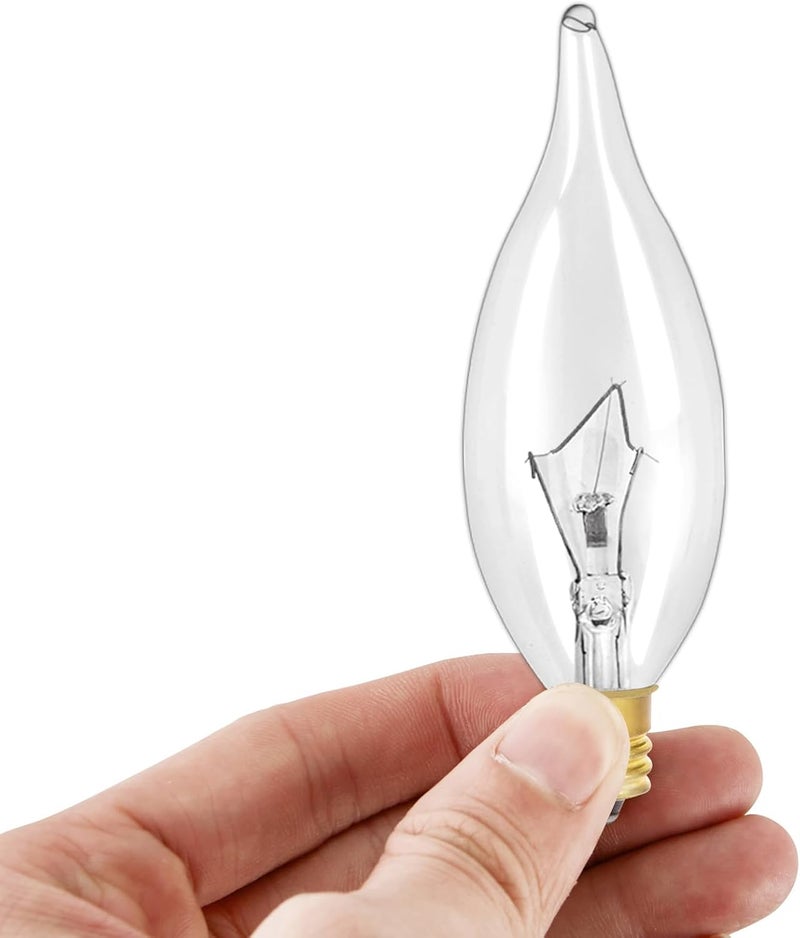 LinMiFo 12-عبوة مصباح قاعدة الشمعدان E12 B10 شفاف، 60W 120V مصابيح ضوء الشمعة المتوهجة القابلة للتعتيم لمصابيح السقف أو الخارجية، مروحة السقف، الشمعدانات، المدفأة - Image 4